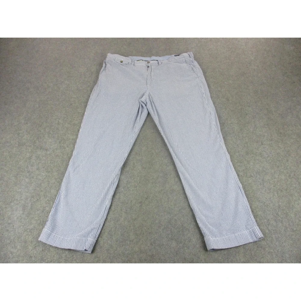 Polo Ralph Lauren Pants Mens 38x30 Blue Striped Seersucker Chambray Stretch Fit